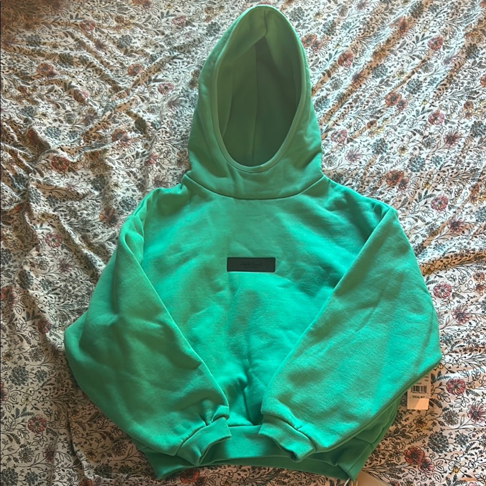 Essentials Kids Mint Green Leaf Hoodie Sweatshirt